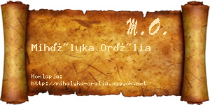 Mihályka Orália névjegykártya